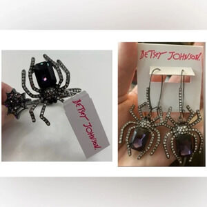 BETSEY JOHNSON SET Halloween Rich Witch Spider Earrings & Hinge Bracelet NEW NWT